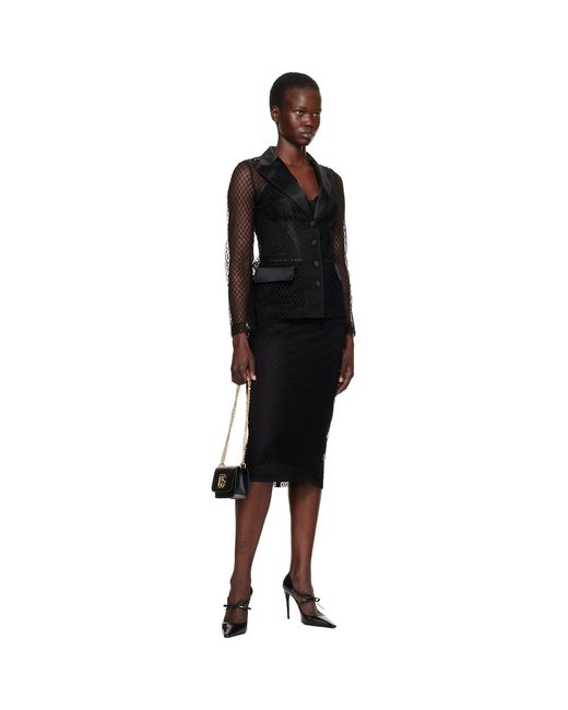 Dolce & Gabbana Black Single-breasted Mesh 'dolce' Tuxedo Jacket