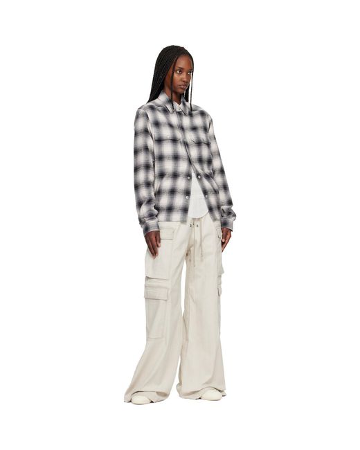Rick Owens Natural Off- Temple Double Jumbo Belas Denim Cargo Pants