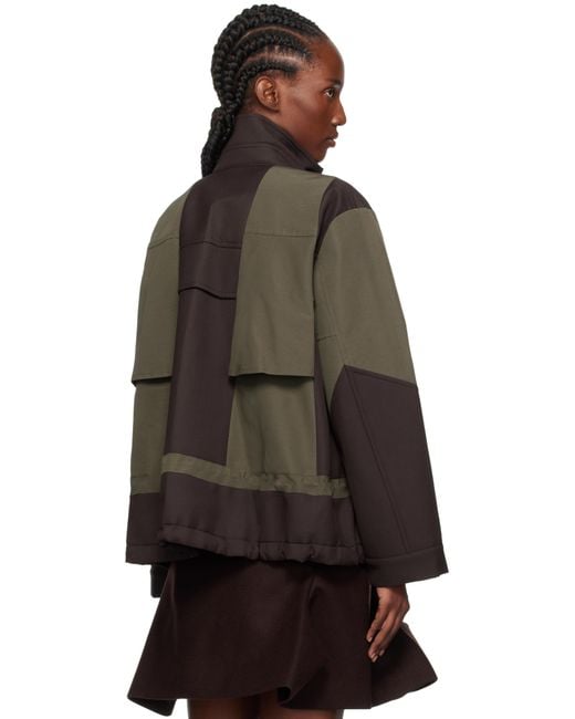 Sacai ブラウン＆カーキ Suiting Bonding X Grosgrain ジャケット Brown