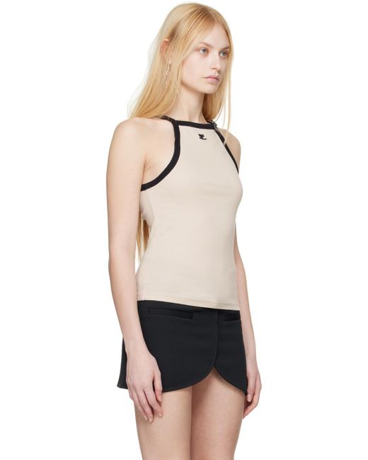 Courreges Off-white & Black Buckle Tank Top