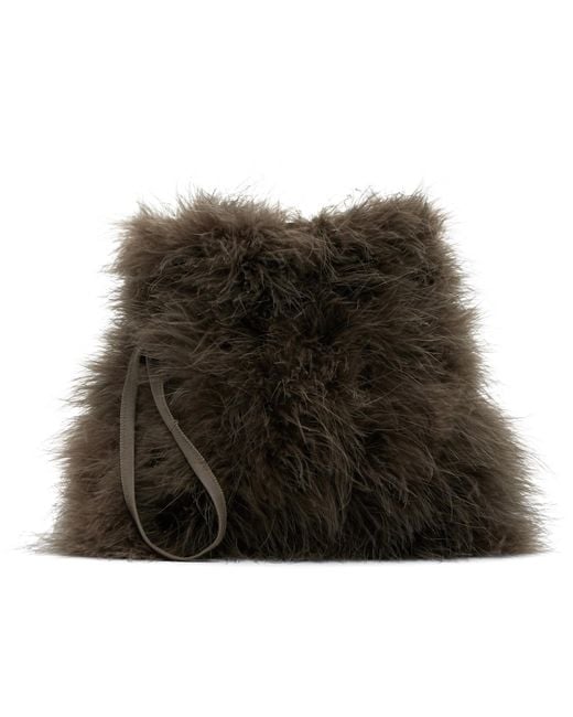 Yves Salomon Brown Feather Pouch