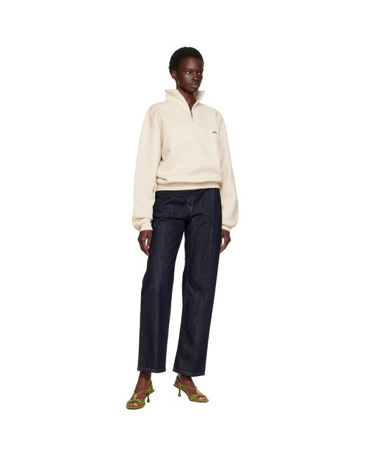 Jacquemus Natural 'The Gros Grain' Zipped-Rollneck Sweatshirt