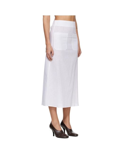 Totême White Tie-Waist Midi Skirt
