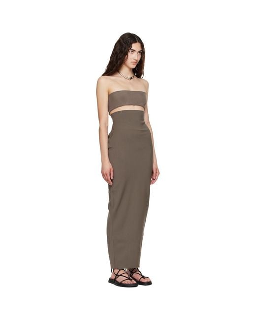 Rick Owens Brown Tower Dirt Pillar Maxi Skirt