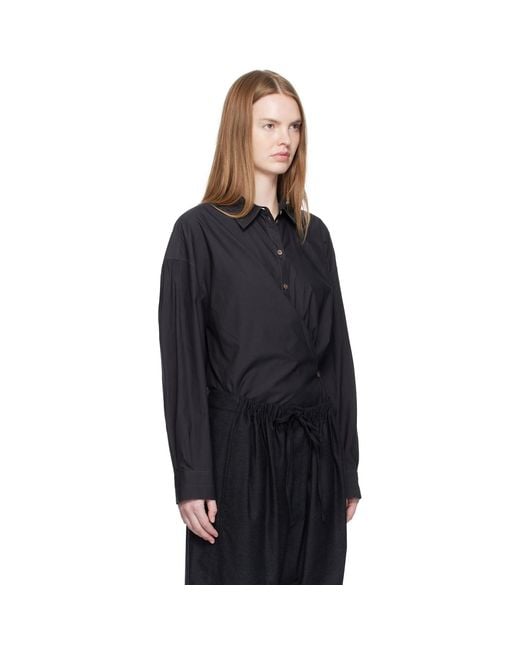 Lemaire Blue Straight Collar Twisted Shirt