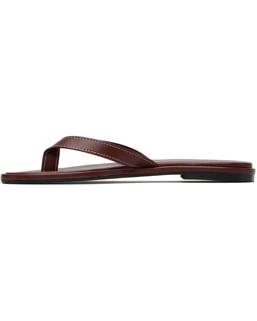 Aeyde Black Burgundy Melody Leather Thong Sandals