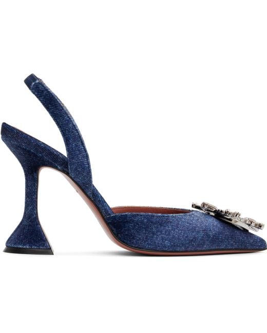 AMINA MUADDI Blue Begum Sling Heels