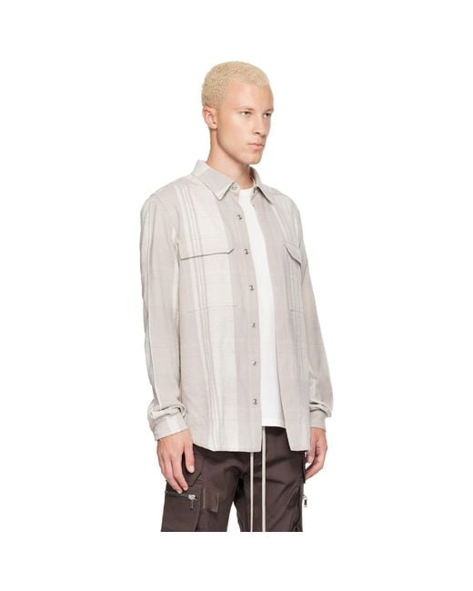 Rick Owens White Tower Bleach Plaid Outershirt for men
