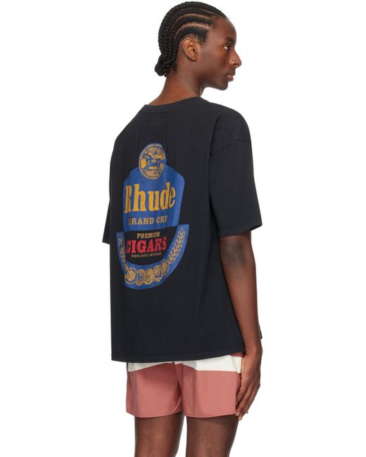 Rhude Black Ssense Exclusive 'grand Cru' T-shirt for men