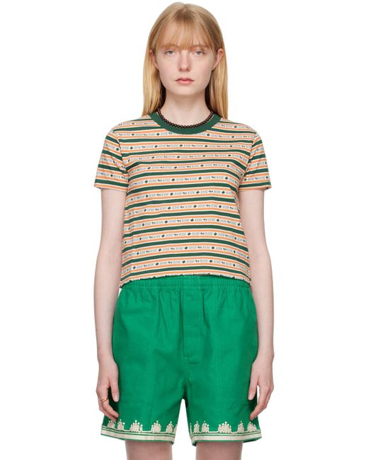 T-shirt vert et à motif scottie en tricot jacquard Bode en coloris Green