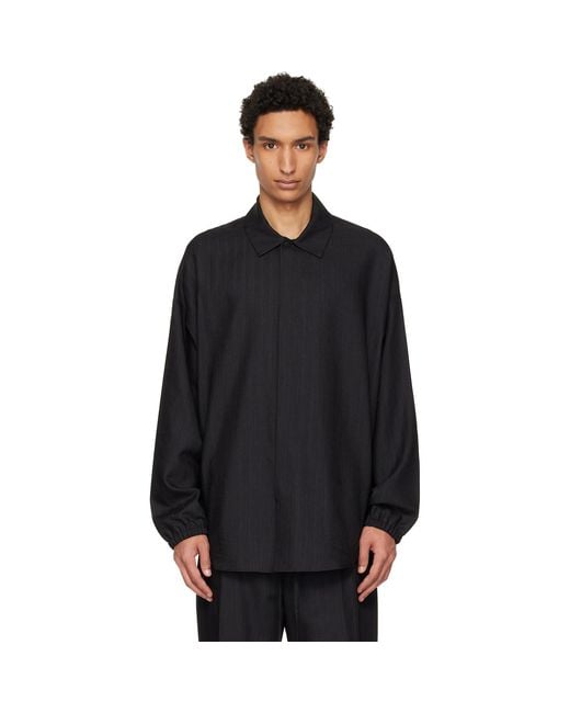 Fear Of God Black Striped Wool Elastic Cuff Shirt for men