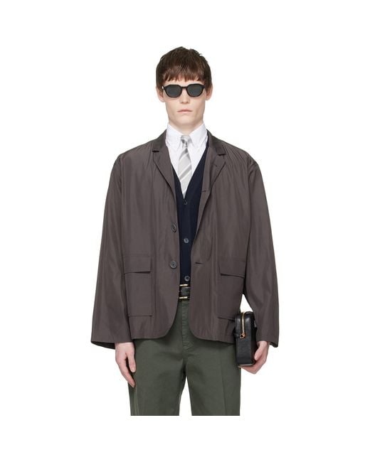 Thom Browne Gray Packable Flap Pocket Blazer for men