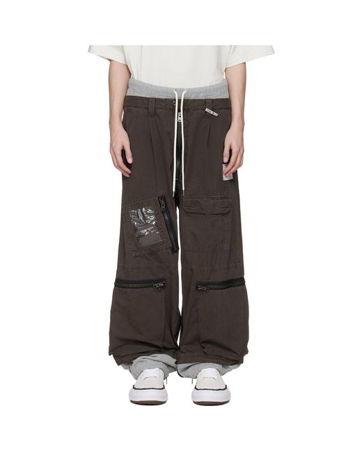 Maison Mihara Yasuhiro Black Sweat Pants Combined Flight Cargo Pants for men