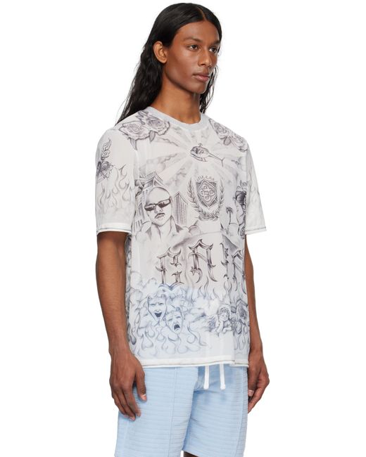 メンズ Casablanca グレー メッシュ Tシャツ Multicolor
