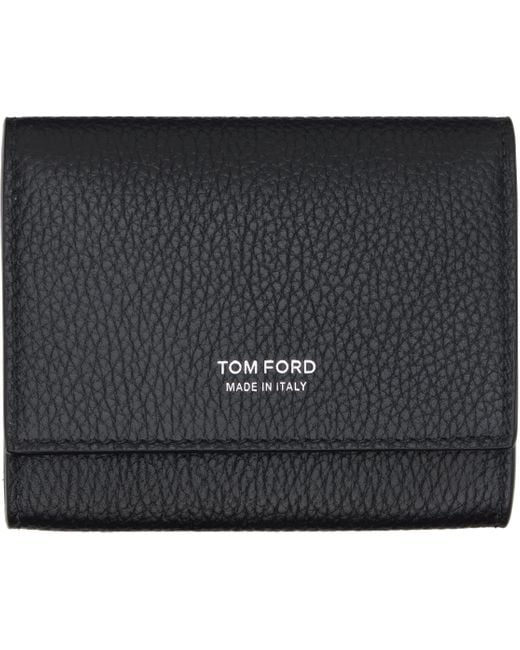 Tom Ford Black Soft Grain Leather Slim Card Holder for men