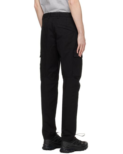 メンズ Stone Island ブラック ロゴパッチ カーゴパンツ Black