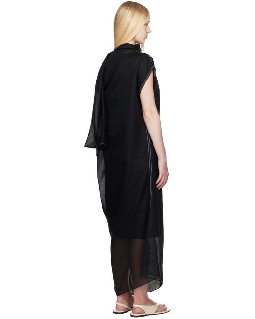 Robe Longue Noire En Organdi Transparent À Panneau De Style Écharpe Carven en coloris Black