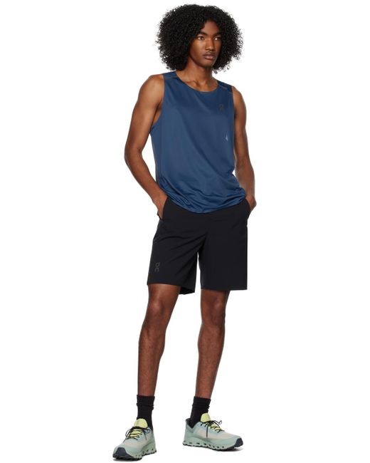On Shoes Blue Navy Paneled Tank Top for men