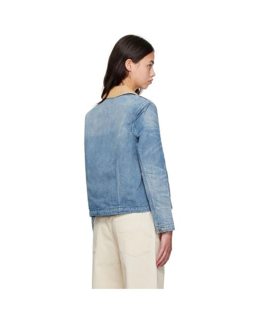 R13 Blue Cropped Denim Chore Jacket