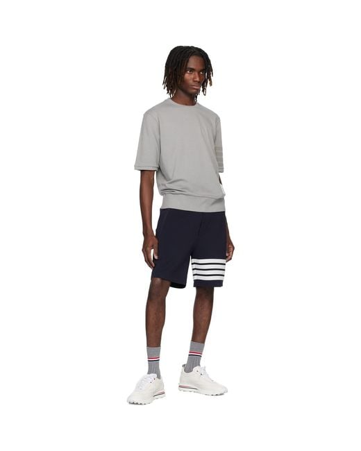 Thom Browne Black Thom E Cotton Jersey 4-bar T-shirt for men