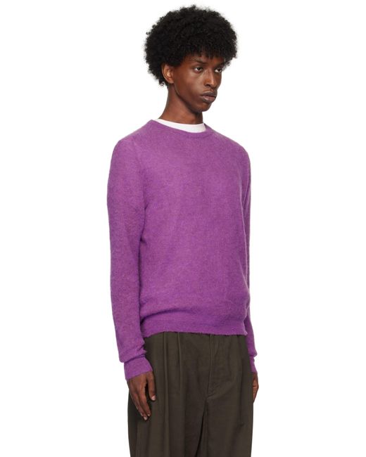 Auralee Purple Baby Suri Alpaca Sheer Knit Sweater for men