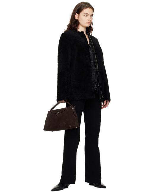 Blouson Noir En Peau Retournée À Glissière Totême  en coloris Black