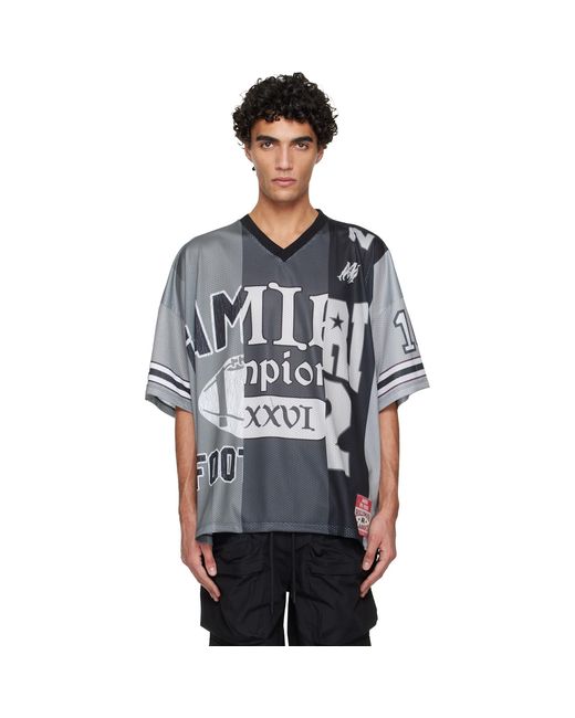 Amiri Black Spliced Oversized Mesh T-Shirt for men