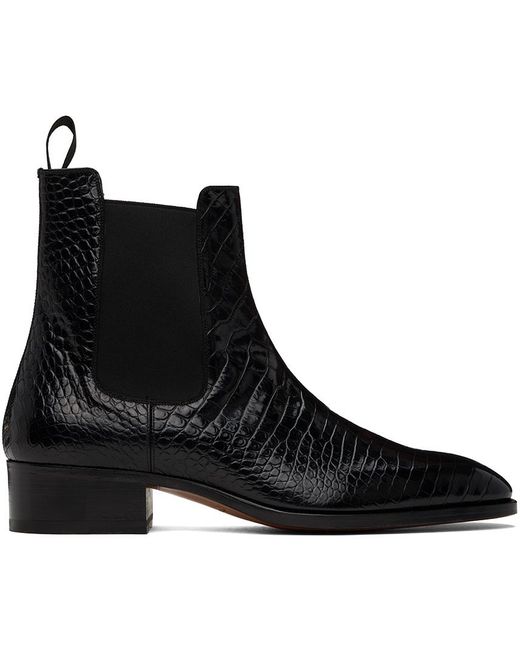 Tom Ford Croc Hainaut Chelsea Boots in Black for Men Lyst UK