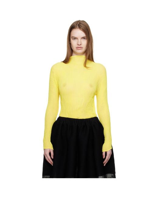 Issey Miyake Yellow Chiffon Twist 3 Top