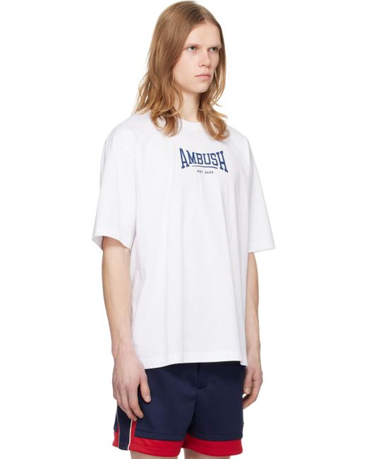 メンズ Ambush ホワイト ロゴプリント Tシャツ White