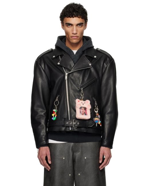 Doublet Black Ita Riders Leather Jacket for men