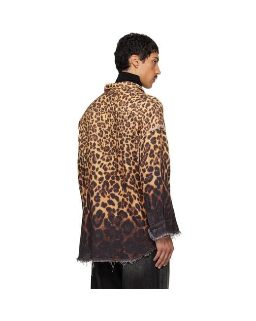 R13 Brown Shredded Seam Drop Neck Shirt for men