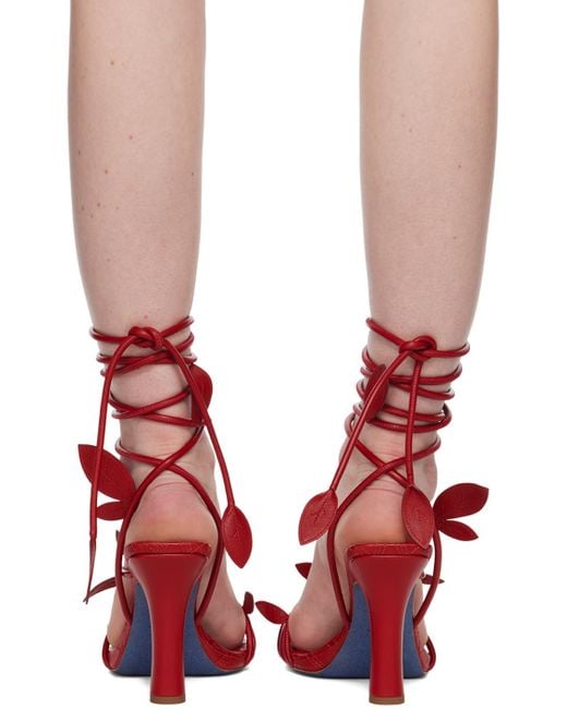 Burberry Red Ivy Flora Heeled Sandals