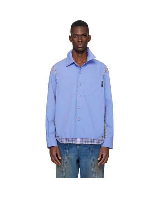 ANDERSSON BELL Blue Aprol Mesh Panel Shirt for men