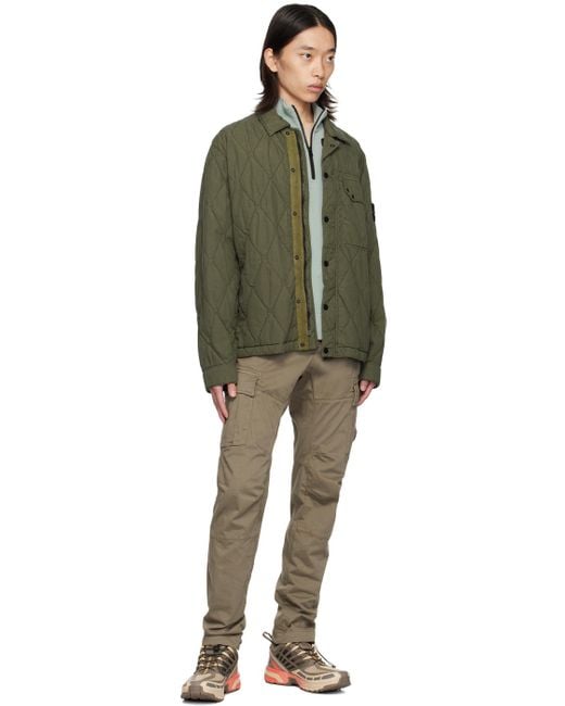 メンズ Stone Island カーキ キルティングジャケット Green