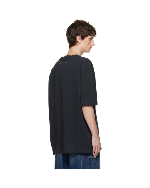 Maison Margiela Black Embroidered Logo T-Shirt for men