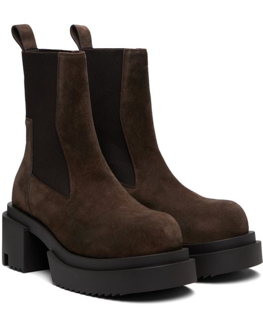 Rick Owens Brown Concordians Beatle Bogun Chelsea Boots for men