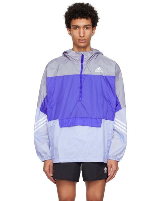 adidas Originals Blue Wind Hooded Jacket in Purple for Men | Lyst