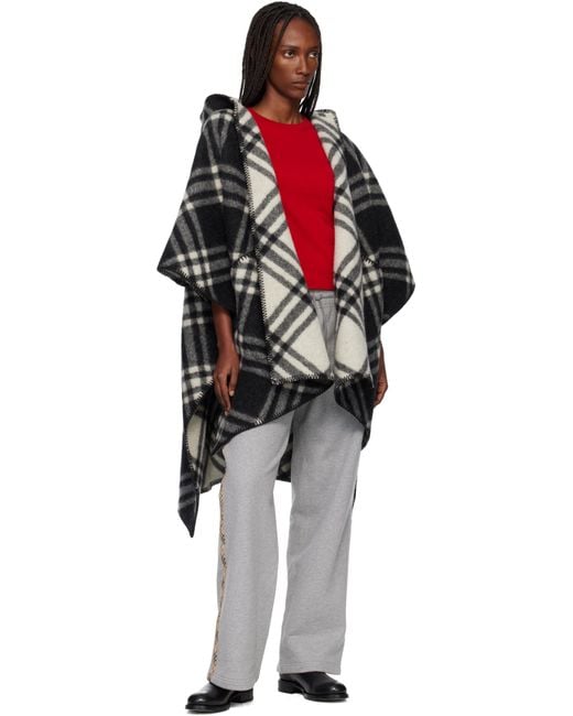 Burberry Black Check Wool Reversible Cape