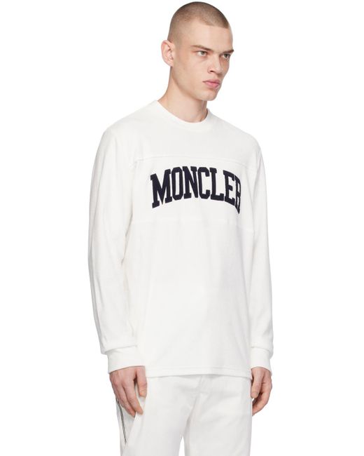 メンズ Moncler ホワイト ロゴ刺繍 スウェットシャツ Black