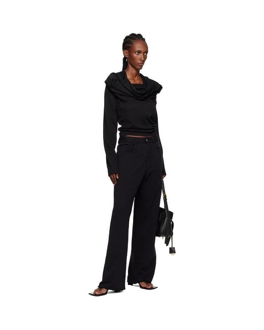 MM6 by Maison Margiela Black Wool Jersey Long-Sleeved Top