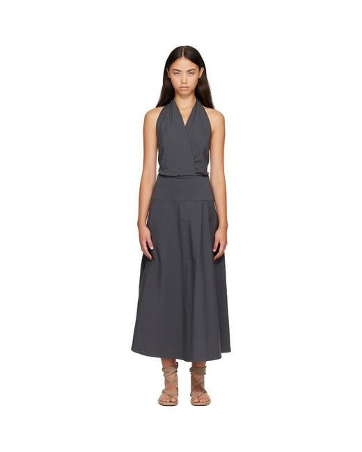 St. Agni Black Halter Circle Hem Midi Dress
