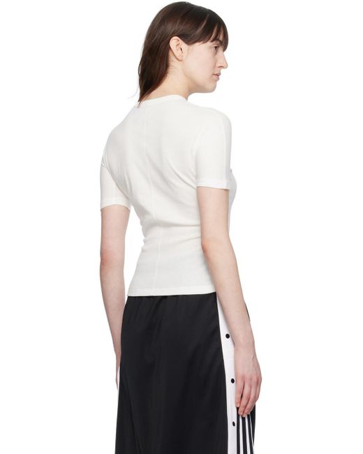 T-shirt blanc cassé à coutures centrales Y-3 en coloris Black