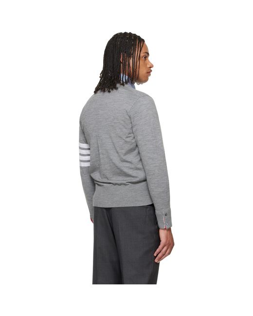 Thom Browne Gray Merino Wool 4-Bar Classic Cardigan for men