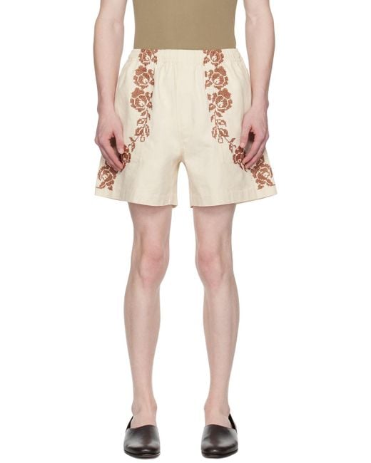Bode Natural Off-white Rose Garland Shorts for men