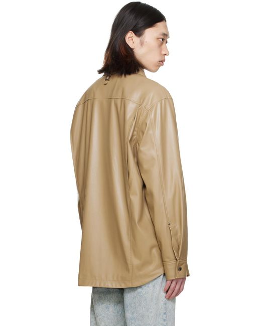 Wooyoungmi Natural Beige Paneled Faux-leather Shirt for men