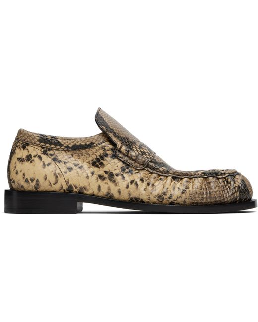 Dries Van Noten Black Snake Print Loafers for men