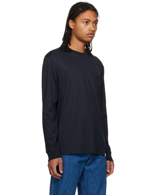 Norse Projects Black Navy Johannes Long Sleeve T-shirt for men