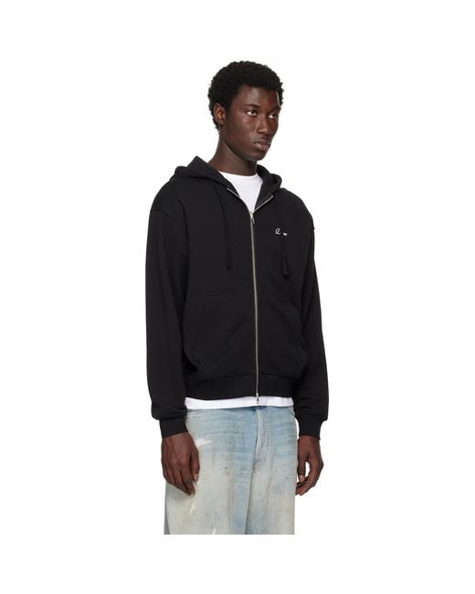 Dime Black Cursive Small Logo Zip Hoodie for men