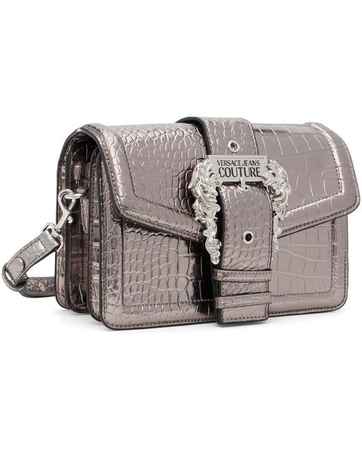 Versace Metallic Gray Croc Couture 01 Bag